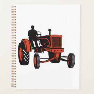 Vintage Red Farm Tractor Retro Farmer Planner