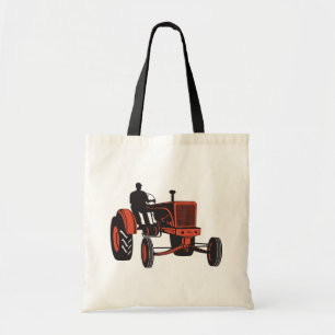 Vintage Red Farm Tractor Retro Farmer Tote Bag