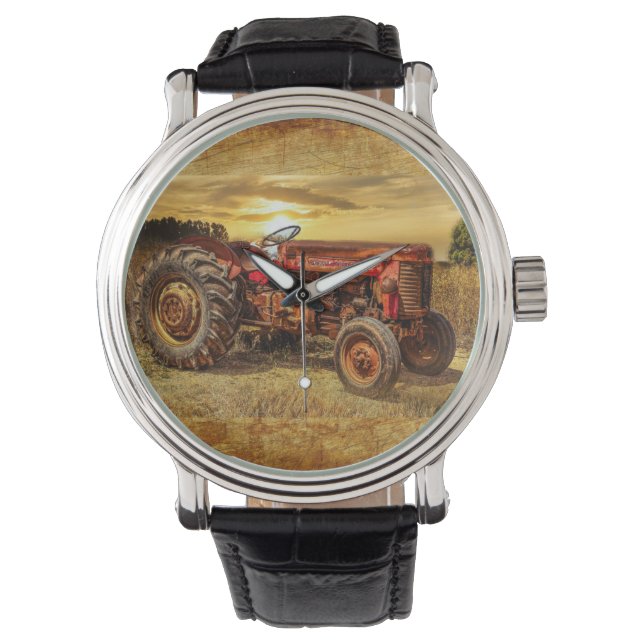 Vintage Red Farm Tractor Watch (Front)