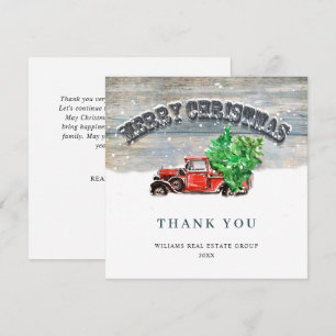 Vintage Red Farm Truck Holiday Corporate Christmas Thank You Card