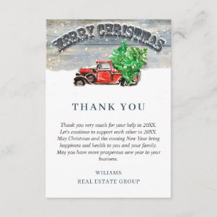 Vintage Red Farm Truck Holiday Corporate Christmas Thank You Card
