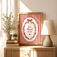 Vintage Red Floral Bow Coquette Quote Print