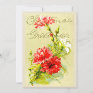 VINTAGE RED FLORAL CHRISTMAS CARD