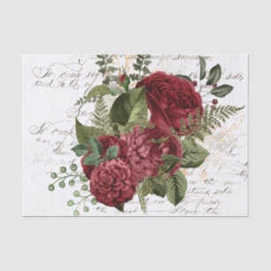 Vintage Red Floral Collage Tissue Paper