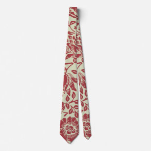Vintage Red Floral Design Tie