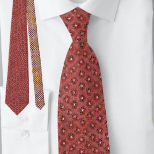Vintage Red Floral Dot Pattern Tie