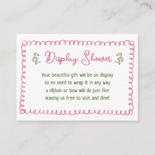 Vintage Red Floral Girl Baby Shower Display Shower Enclosure Card