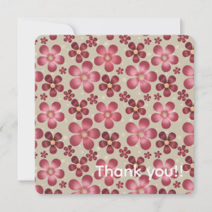Vintage Red Floral Notebook Cozy Botanical Diary D Thank You Card