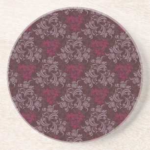 Vintage Red Floral Pattern Coaster