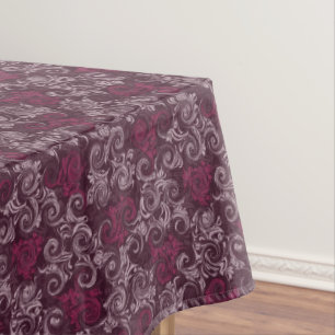 Vintage Red Floral Swirls Tablecloth