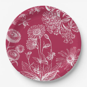 Vintage Red Floral  Thanksgiving   Fall Plates