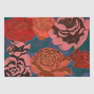 Vintage Red Flowers Floral Tissue Paper