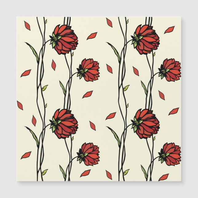Vintage Red Flowers Illustration (Front)