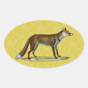 Vintage Red Fox Oval Sticker