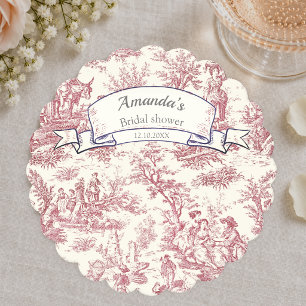 Vintage Red French Scenic Toile de Jouy Paper Coaster