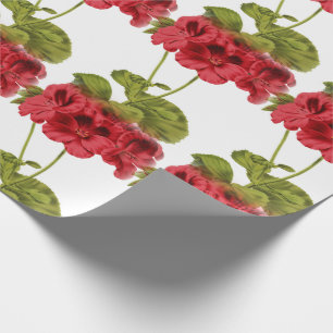 Vintage Red Geraniums Wrapping Paper