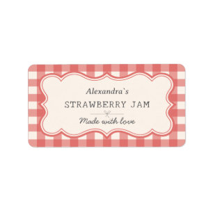 Vintage Red Gingham Jar Label