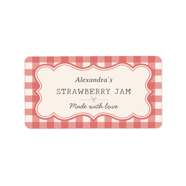 Vintage Red Gingham Jar Label (Front)