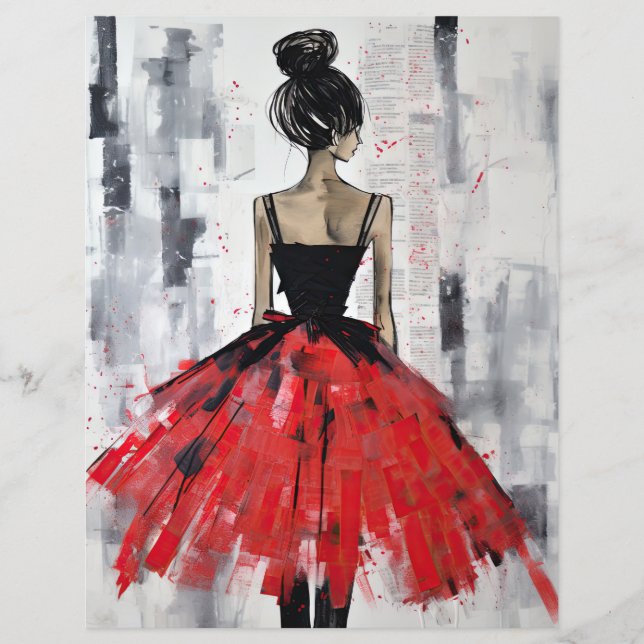 Vintage Red Girl Fashion Pretty Dress  (Front)