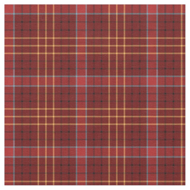 Vintage Red, Gold, and Blue Scottish Plaid Fabric (Close Up)