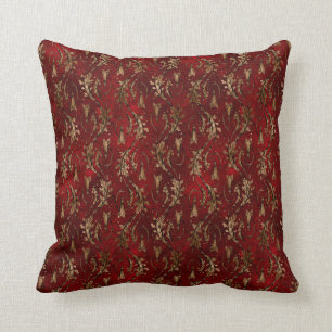 Vintage Red Gold Art Deco Graphic Cushion