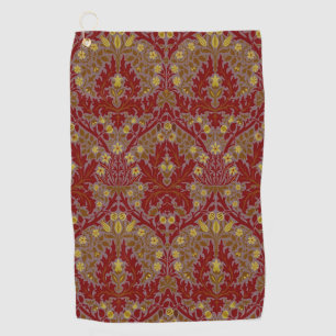 Vintage Red Gold William Morris Autumn Flowers Golf Towel