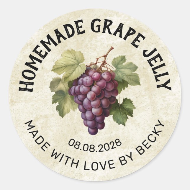 Vintage red grape jelly canning sticker (Front)