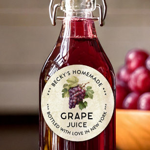 Vintage Red Grapes juice homemade canning label