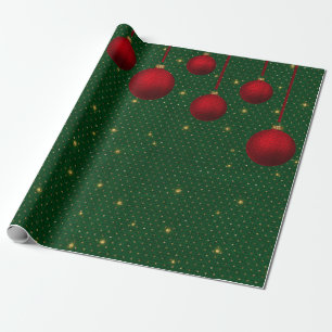 Vintage Red, Green and Gold Christmas Wrapping Pap Paper