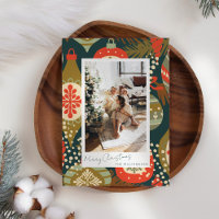 Vintage Red Green Christmas Ornaments Custom Photo