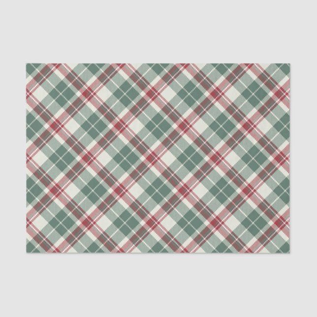 Vintage Red Green Christmas Plaid Tartan Tissue Paper (Front)