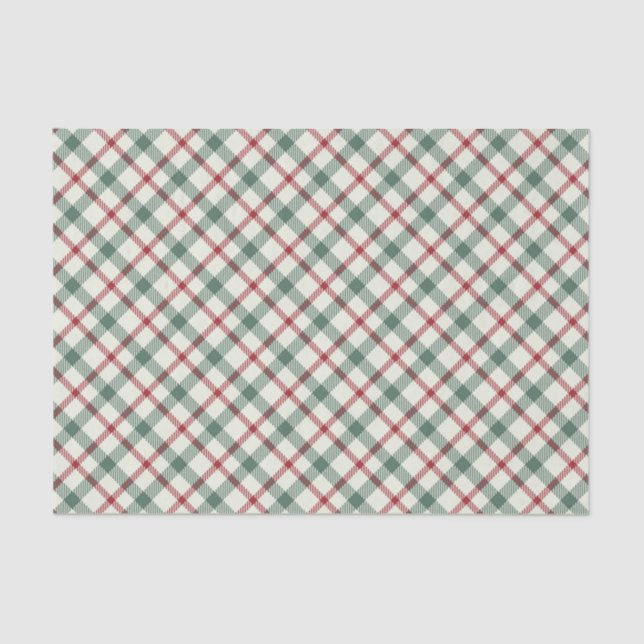 Vintage Red Green Christmas Plaid Tissue Paper (Front)