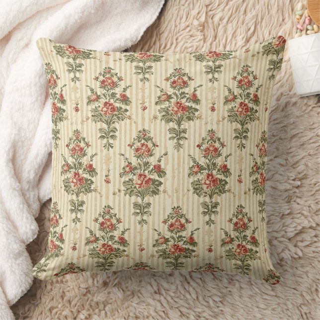 Vintage Red Green Damask Pattern (10) Cushion (Blanket)