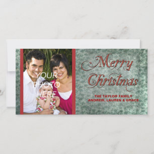 Vintage Red Green Photo Christmas Cards