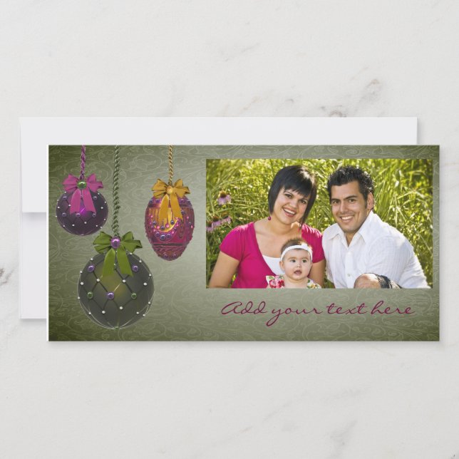 Vintage Red Green Photo Christmas Cards (Front)