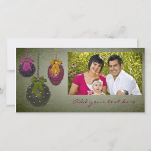 Vintage Red Green Photo Christmas Cards