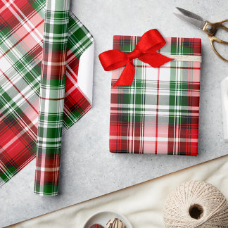 Vintage Red Green Plaid Farmhouse Lux Christmas Wrapping Paper