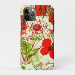 Vintage Red Green Poppies Summer Wildflowers iPhone 11 Pro Case
