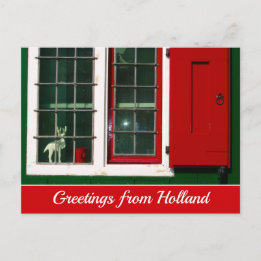 Vintage Red Green White Dutch Window Photo Postcard