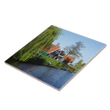 Vintage Red Green Zaan Schans Dutch Timber Houses