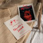 Vintage Red Hand Written Quirky Photo Wedding Save The Date<br><div class="desc">This modern & retro funky minimalist Wedding Save The Date Template is great for you. If you are looking for a pretty, elegant and easy to customise Wedding Save The Date Template .A very elegant simple and chic red creamy bold quirky whimsical hand written wedding save the date invitation. Which...</div>