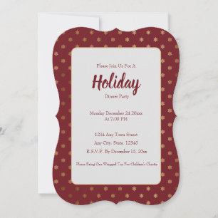 Vintage Red Holiday Gold Snowflakes Wrapping Paper Invitation