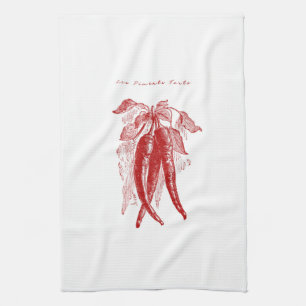 Vintage Red Hot Chili Pepper Print Kitchen Towel