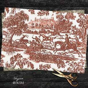 Vintage Red Hunting Horses and Hounds Tissue Paper