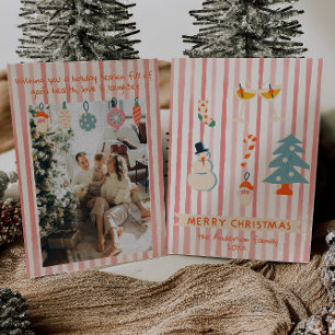 Vintage Red Illustrated Colourful Christmas Fun Holiday Card