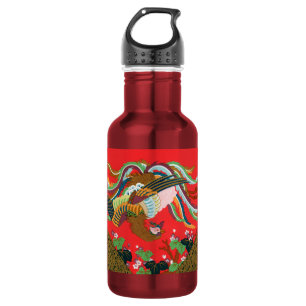 Vintage Red Japanese Phoenix Bird Art G.A. Audsley 532 Ml Water Bottle