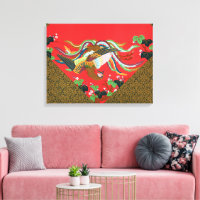 Vintage Red Japanese Phoenix Bird Art G.A. Audsley