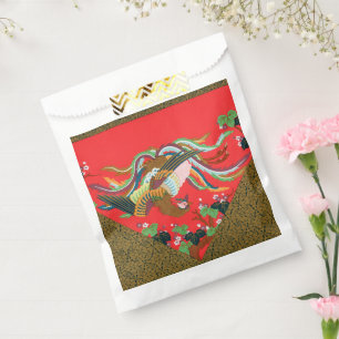 Vintage Red Japanese Phoenix Bird Art G.A. Audsley Favour Bags