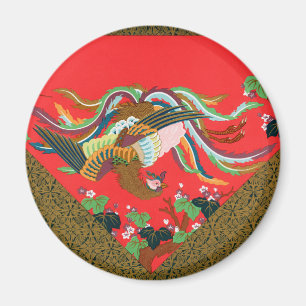 Vintage Red Japanese Phoenix Bird Art G.A. Audsley Magnet