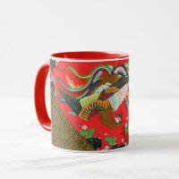 Vintage Red Japanese Phoenix Bird Art G.A. Audsley